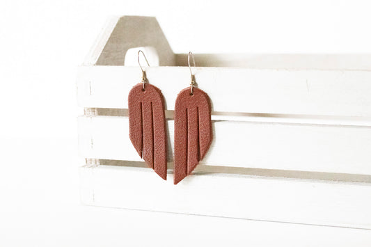 Leather Earrings / Mini Fringe / Ground Cinnamon