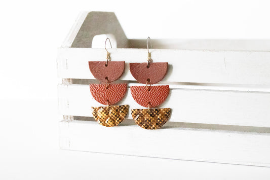 Leather Earrings / Tri Luna / Beehive