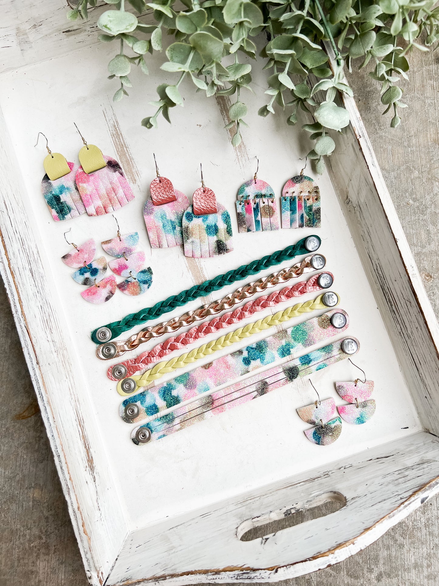 Leather Earrings / Cinque Luci / Sparkle Sky