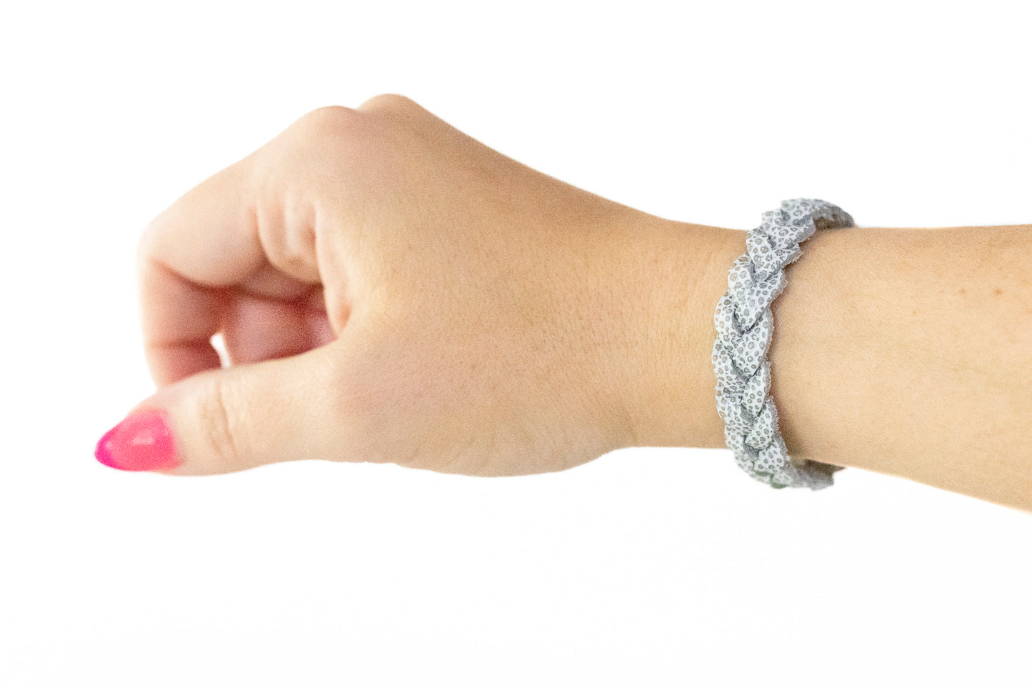 Braided Leather Bracelet / Silver Fox