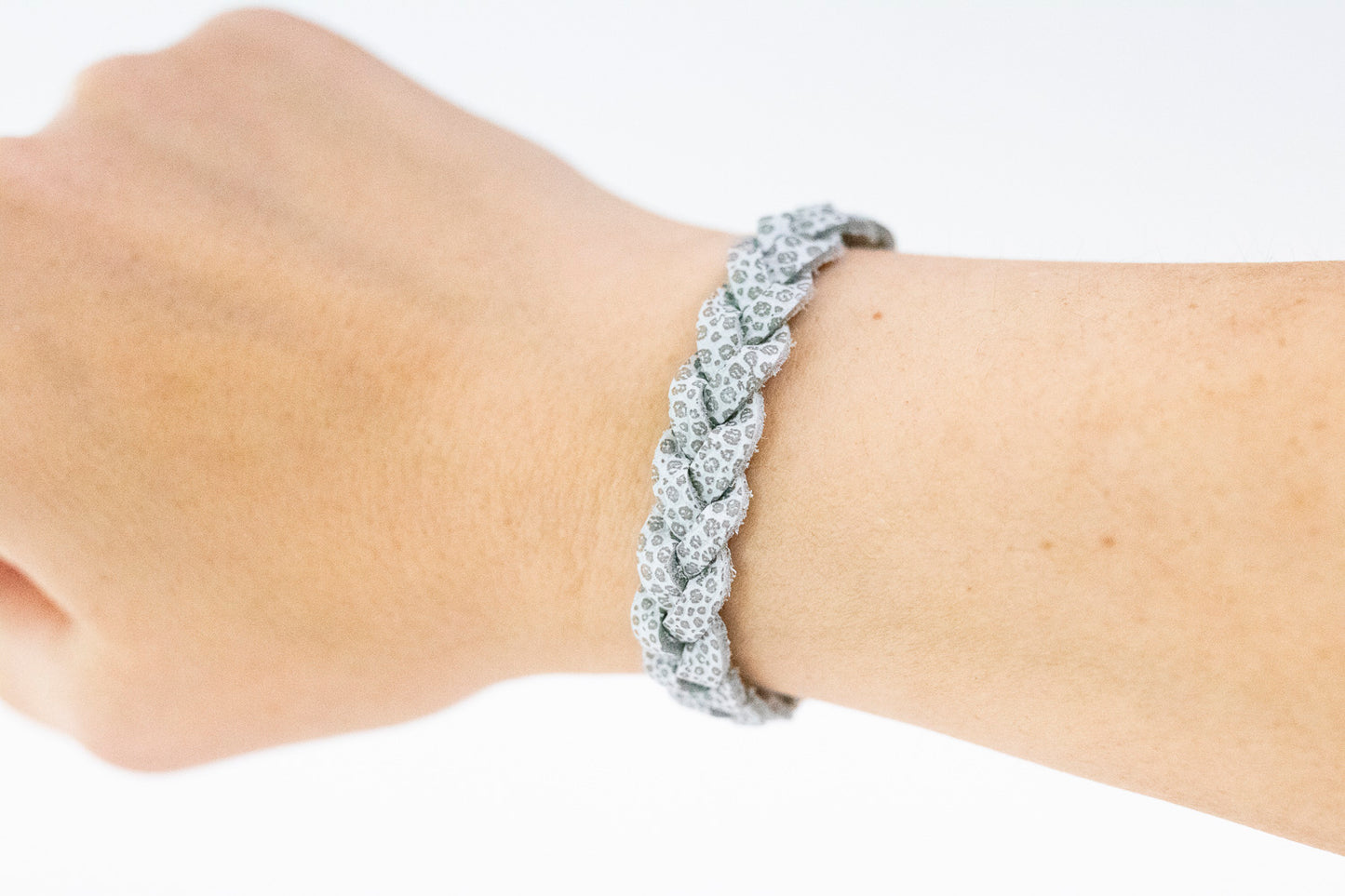 Braided Leather Bracelet / Silver Fox