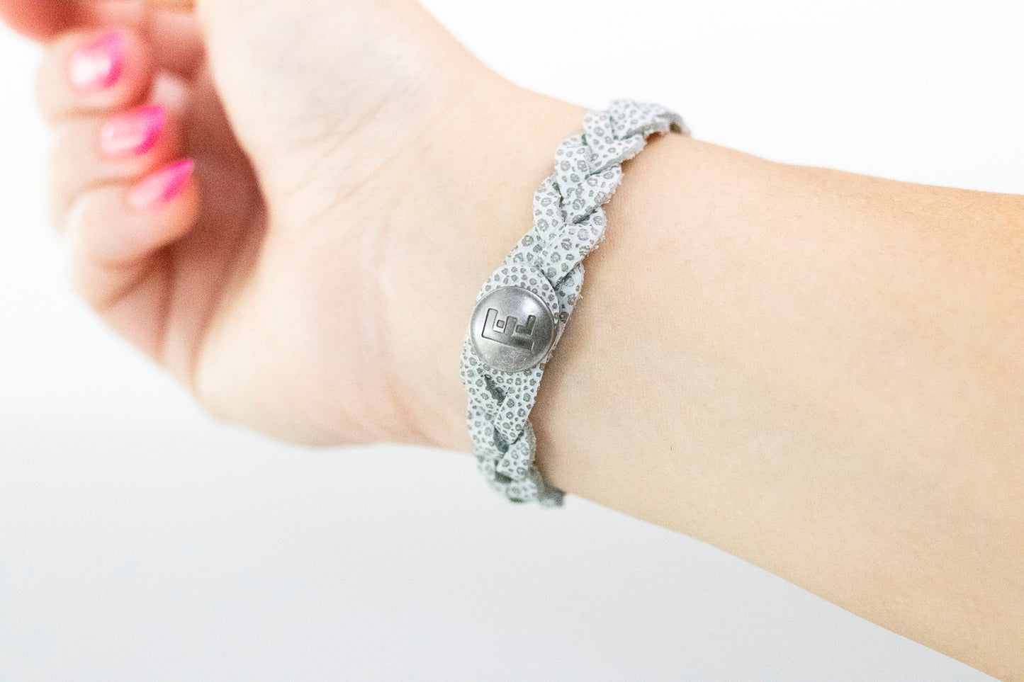 Braided Leather Bracelet / Silver Fox