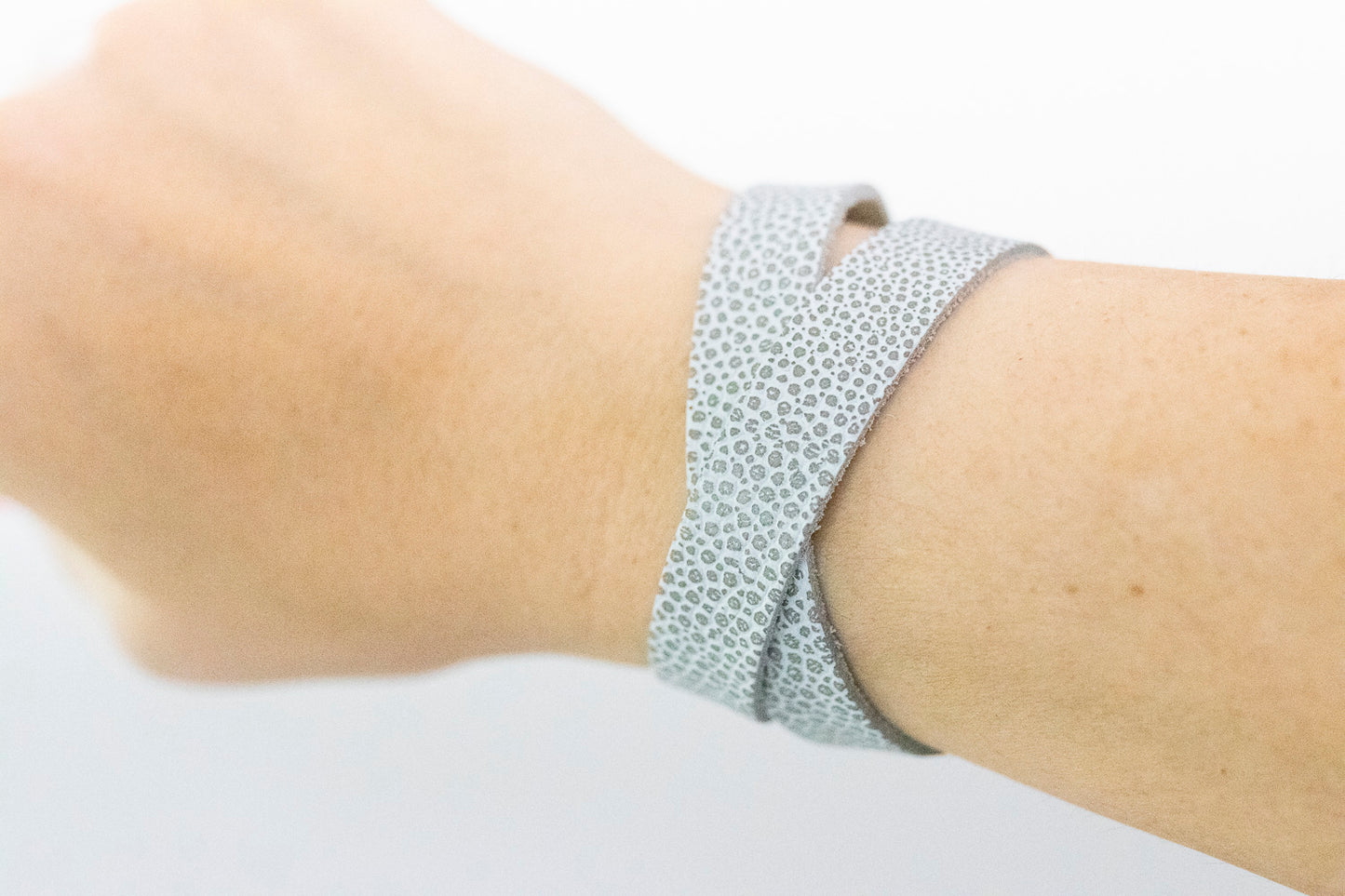 Leather Bracelet / Slim Wrap Cuff / Silver Fox