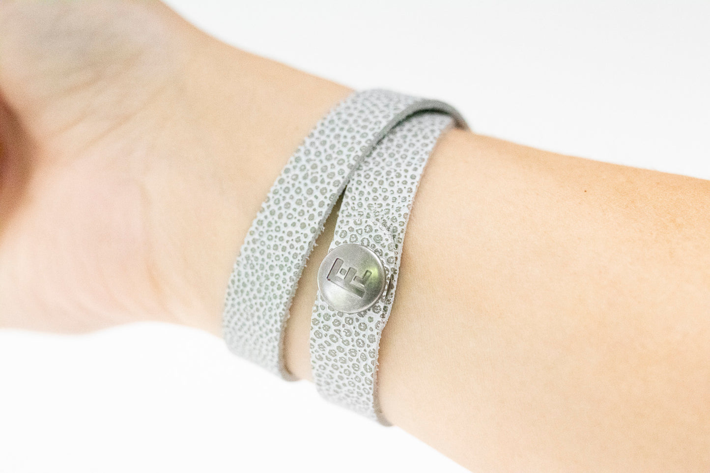 Leather Bracelet / Slim Wrap Cuff / Silver Fox