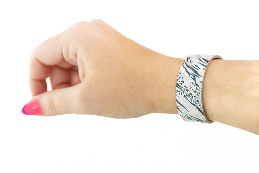 Leather Bracelet / Slim Cuff / Safari Cafe Cork