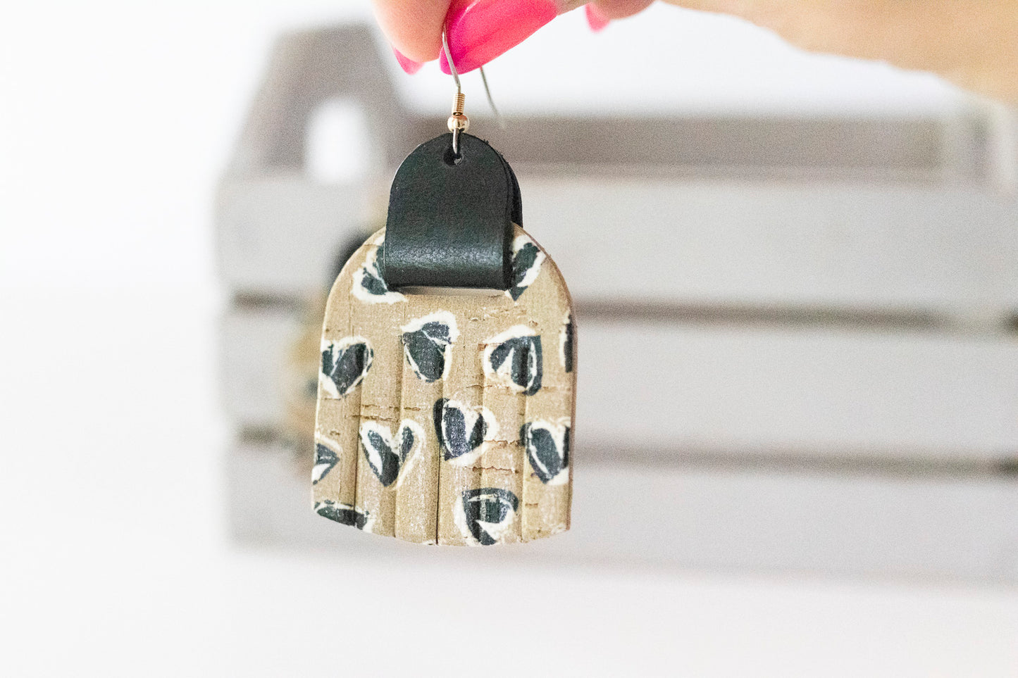 Leather Earrings / Fringies / Mocha Hearts Cork
