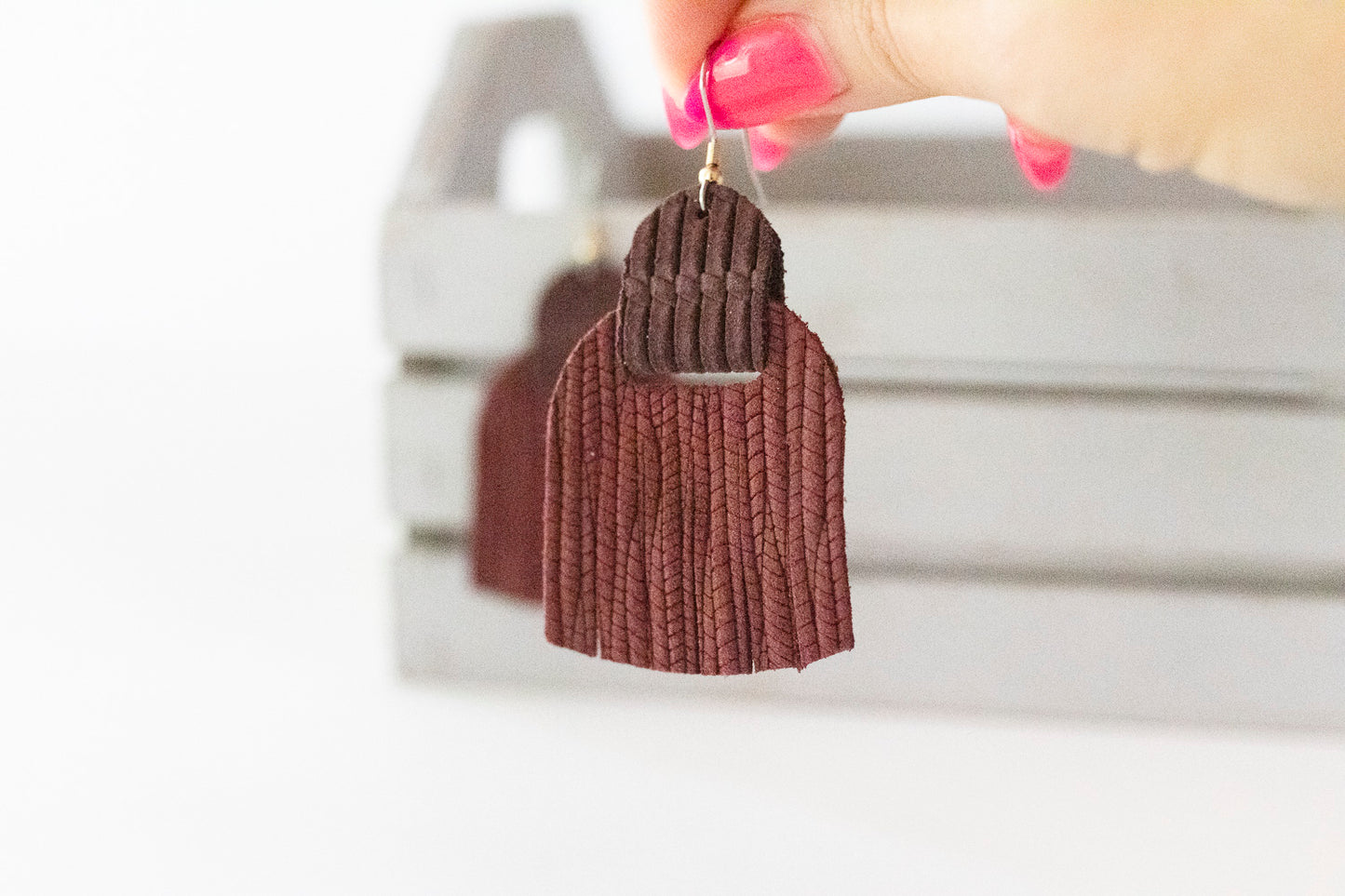 Leather Earrings / Fringies / Cranberry Relish