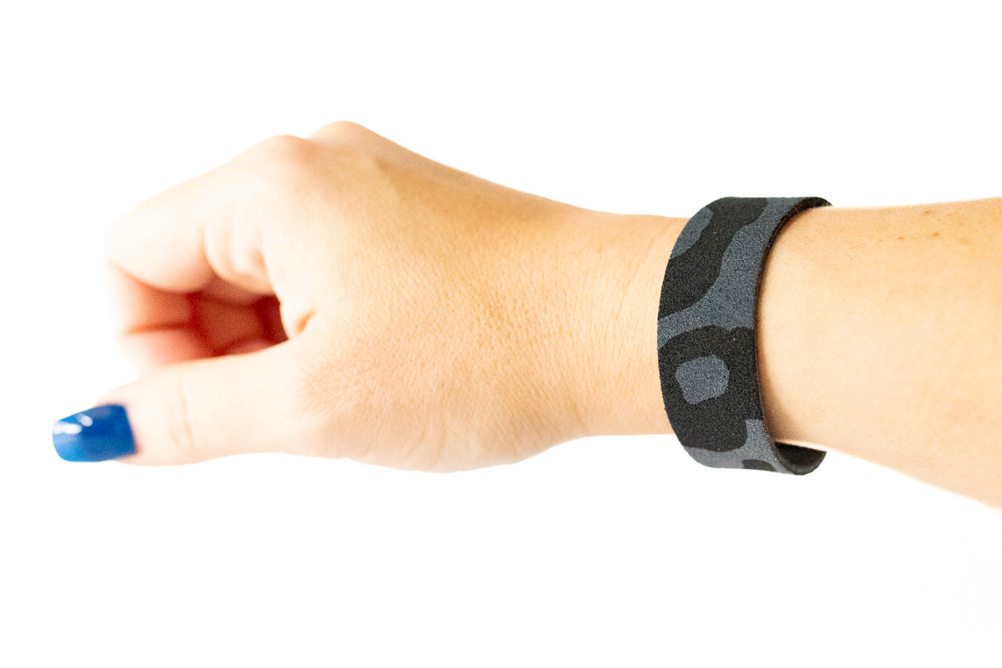 Leather Bracelet / Slim Cuff / Black Leopard Suede