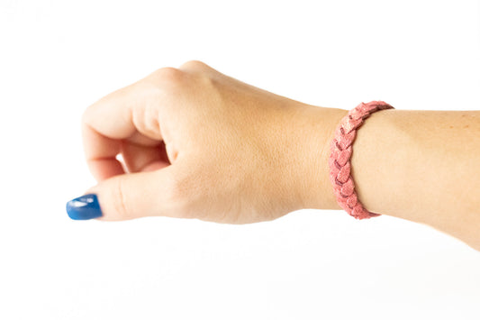 Braided Leather Bracelet / Sunkissed Coral