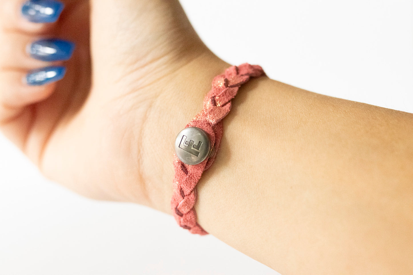 Braided Leather Bracelet / Sunkissed Coral