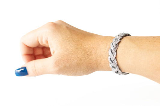 Braided Leather Bracelet / Lilac Sparkle