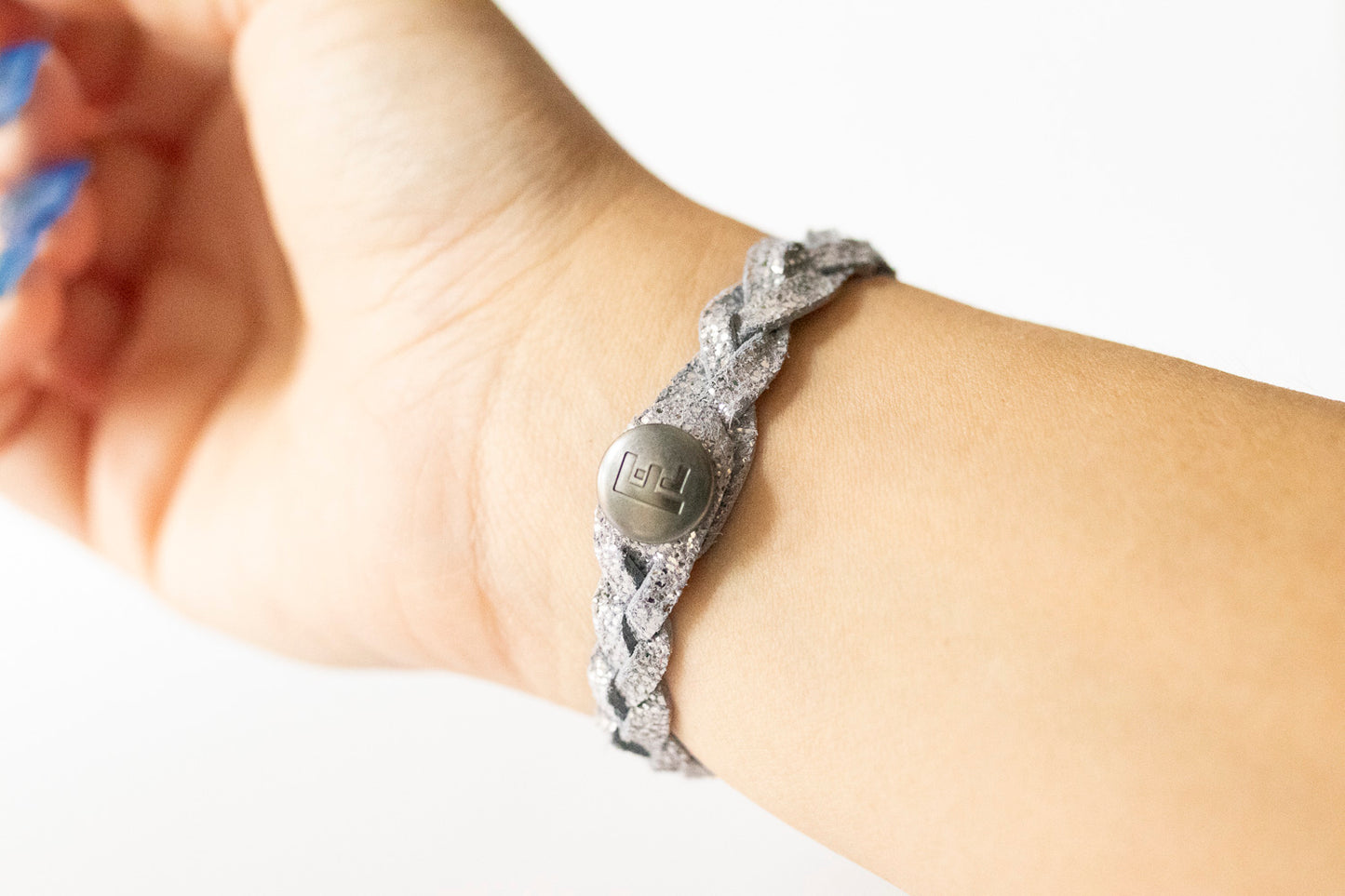 Braided Leather Bracelet / Lilac Sparkle