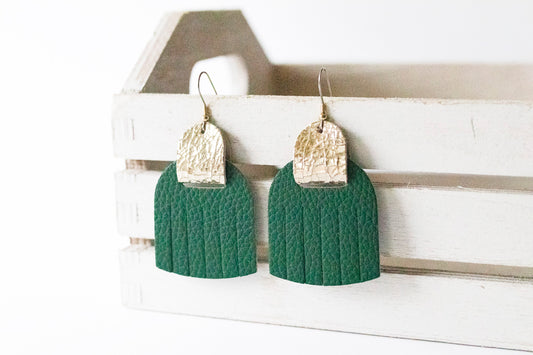 Leather Earrings / Fringies / Winter Pine