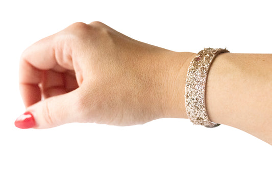 Leather Bracelet / Skinny Slim Cuff / Chunky Glitter
