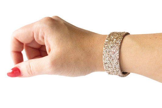 Leather Bracelet / Slim Cuff / Chunky Glitter