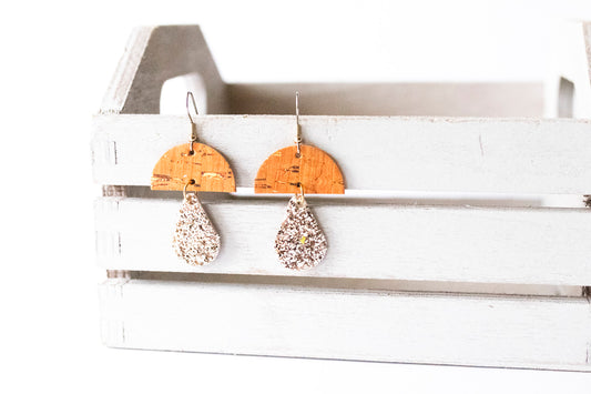 Leather Earrings / Mushrooms / Creamsicle