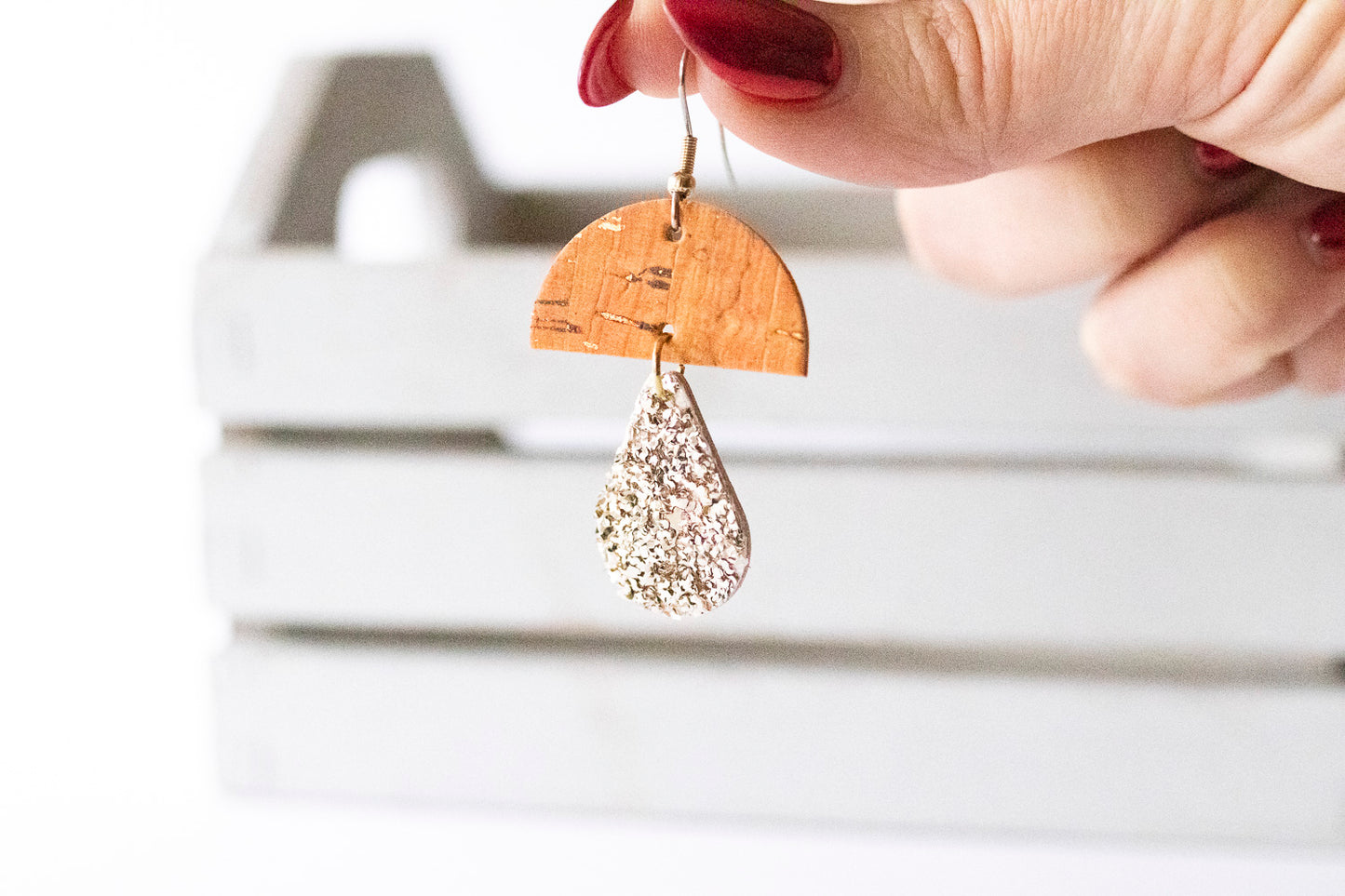Leather Earrings / Mushrooms / Creamsicle