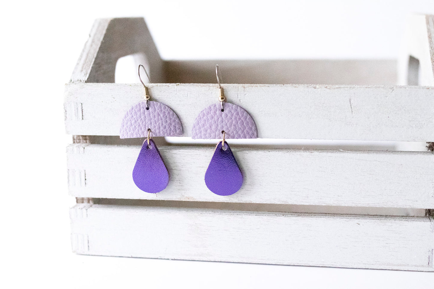 Leather Earrings / Mushrooms / Taro Milk Tea