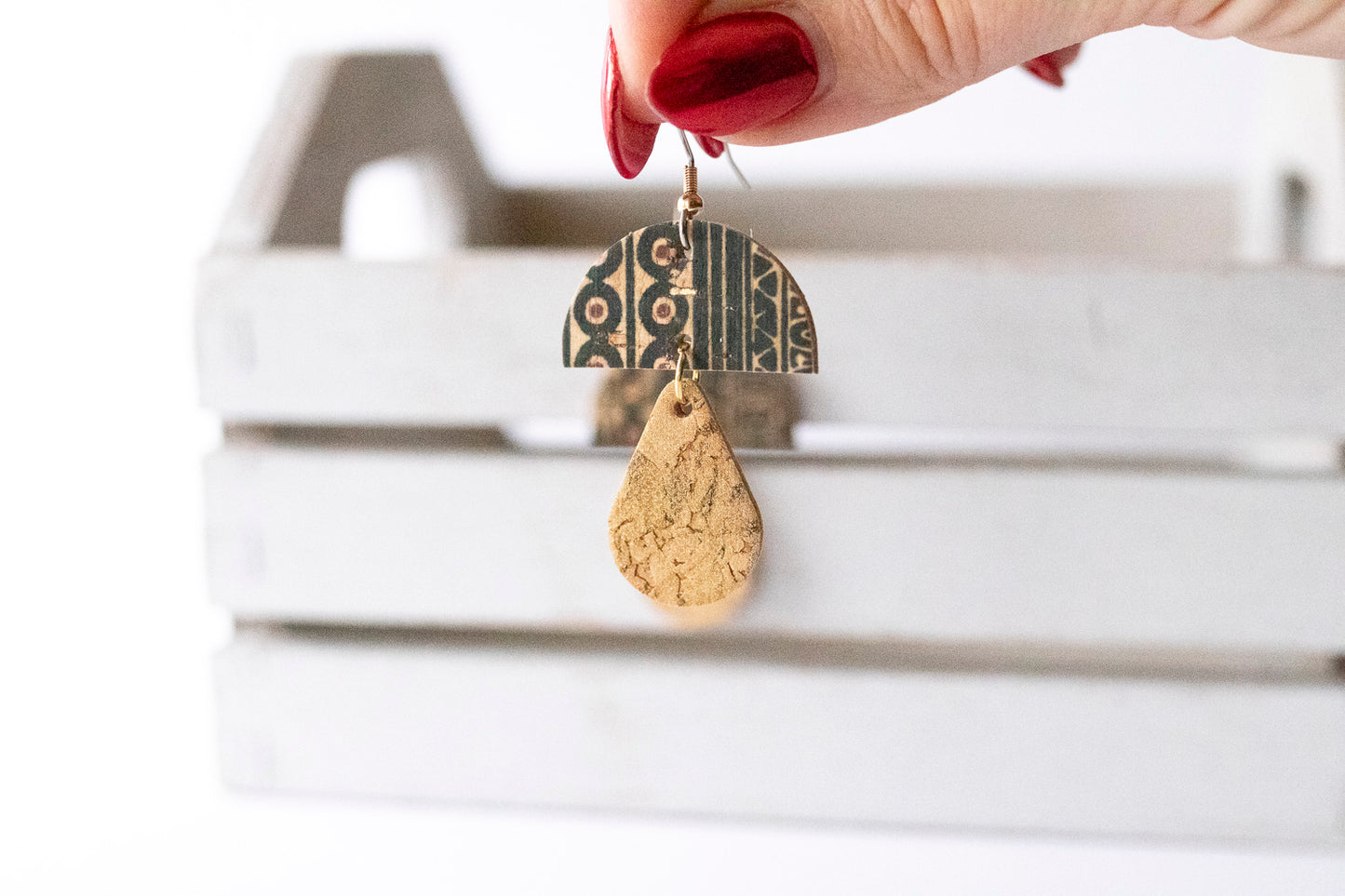 Leather Earrings / Mushrooms / Egyptian Cork