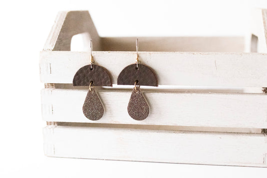 Leather Earrings / Mushrooms / Chocolate Chip