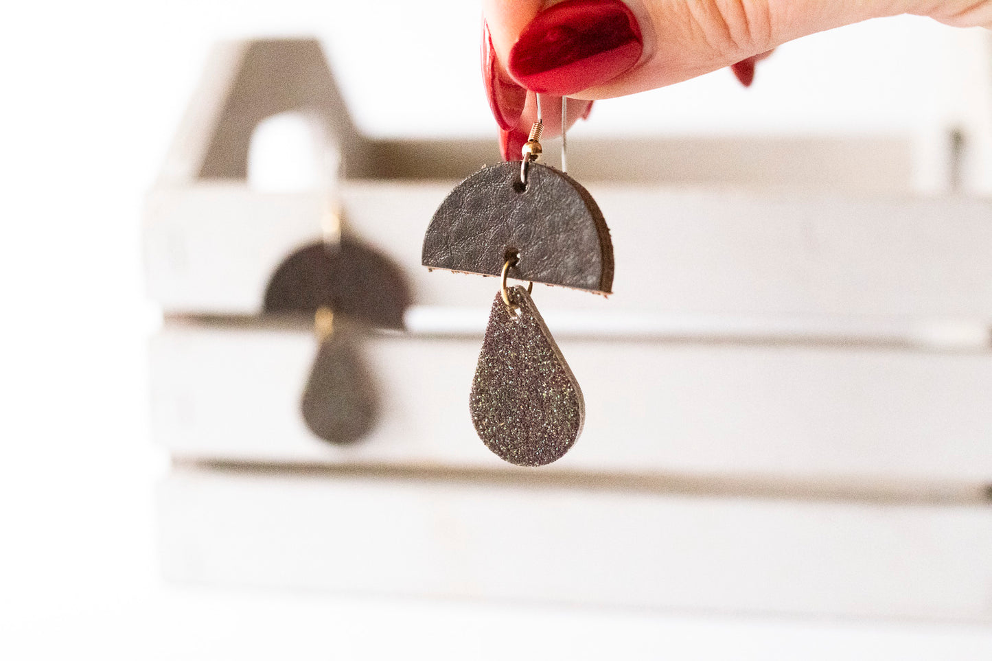 Leather Earrings / Mushrooms / Chocolate Chip