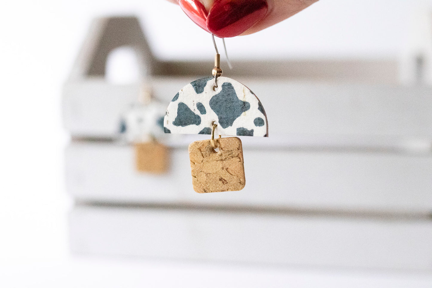 Leather Earrings / Mushrooms / Cowbell