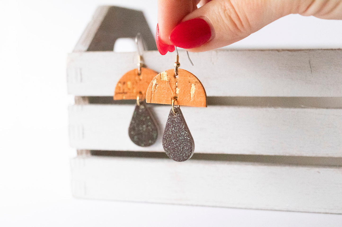 Leather Earrings / Mushrooms / Chocolate Orange