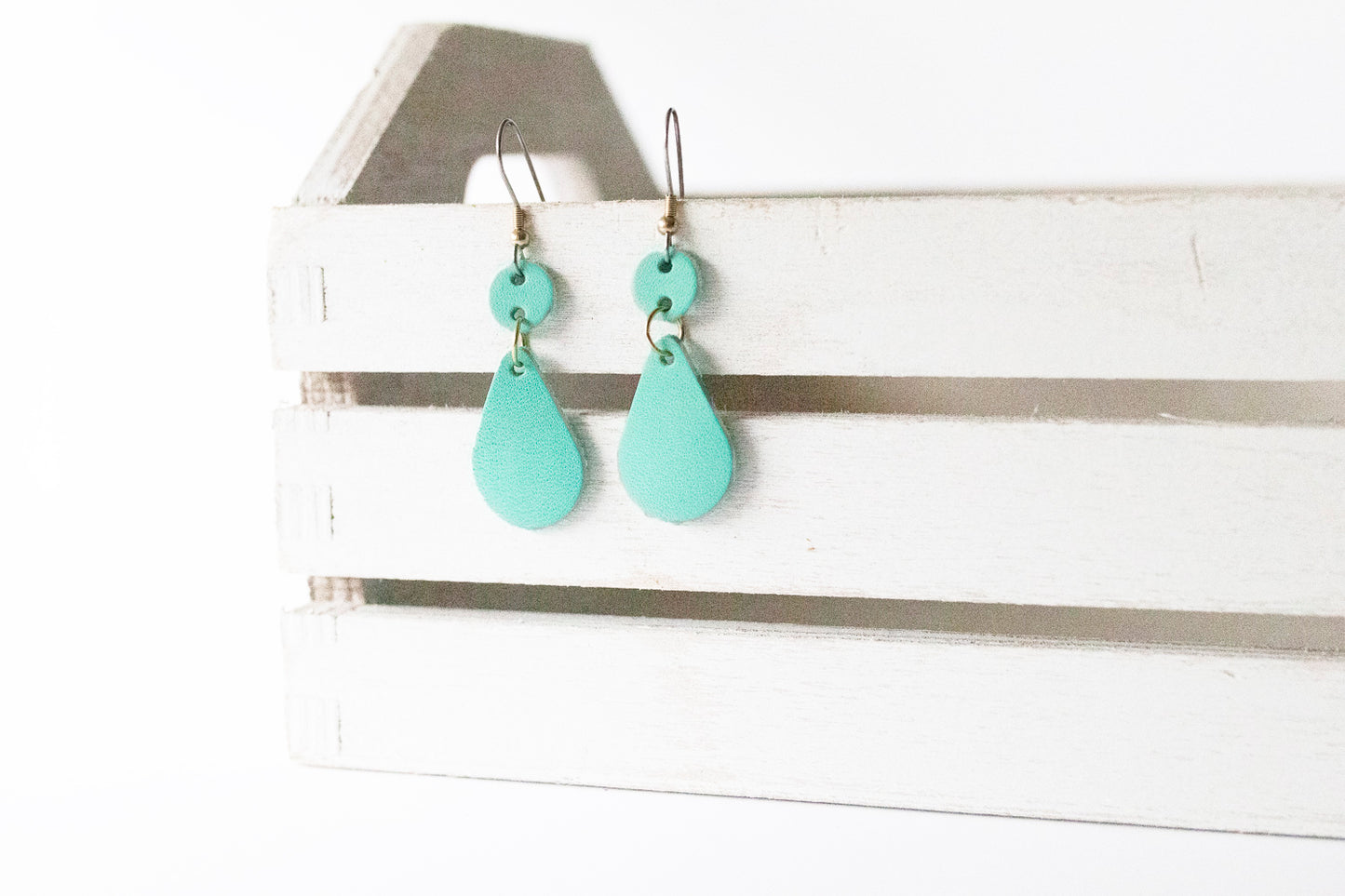 Leather Earrings / Droplets / Tropical Cabana