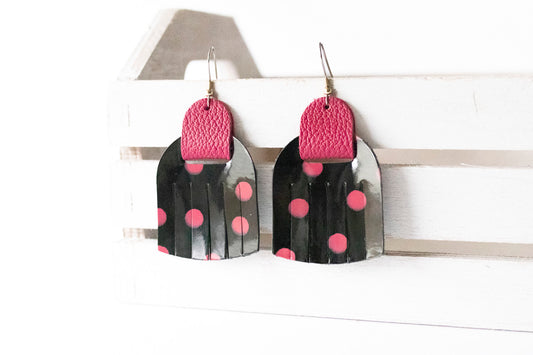 Leather Earrings / Fringies / Berry Gloss & Raspberry