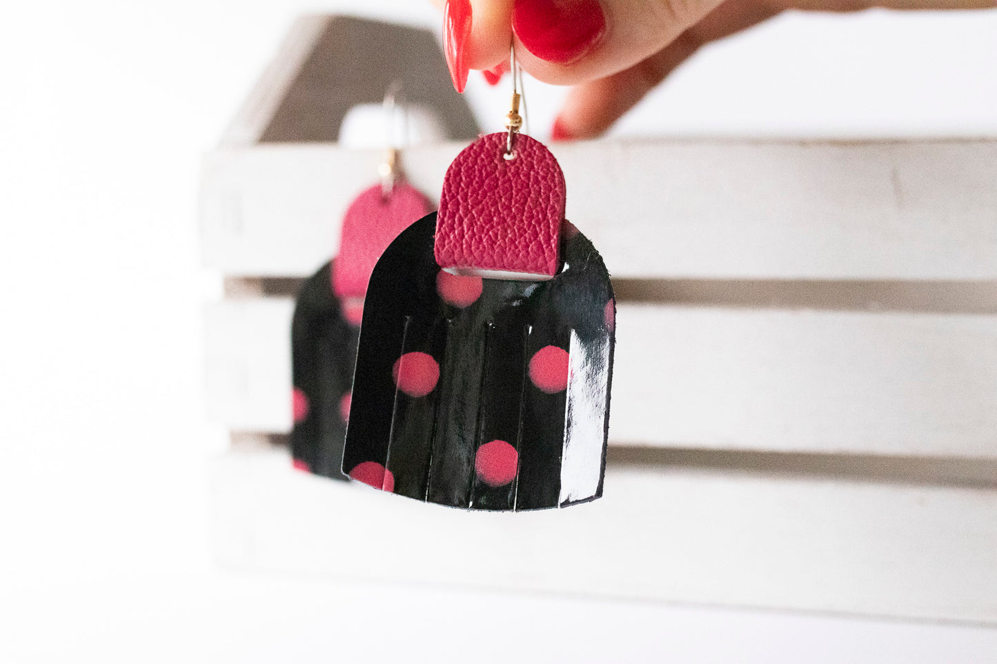 Leather Earrings / Fringies / Berry Gloss & Raspberry