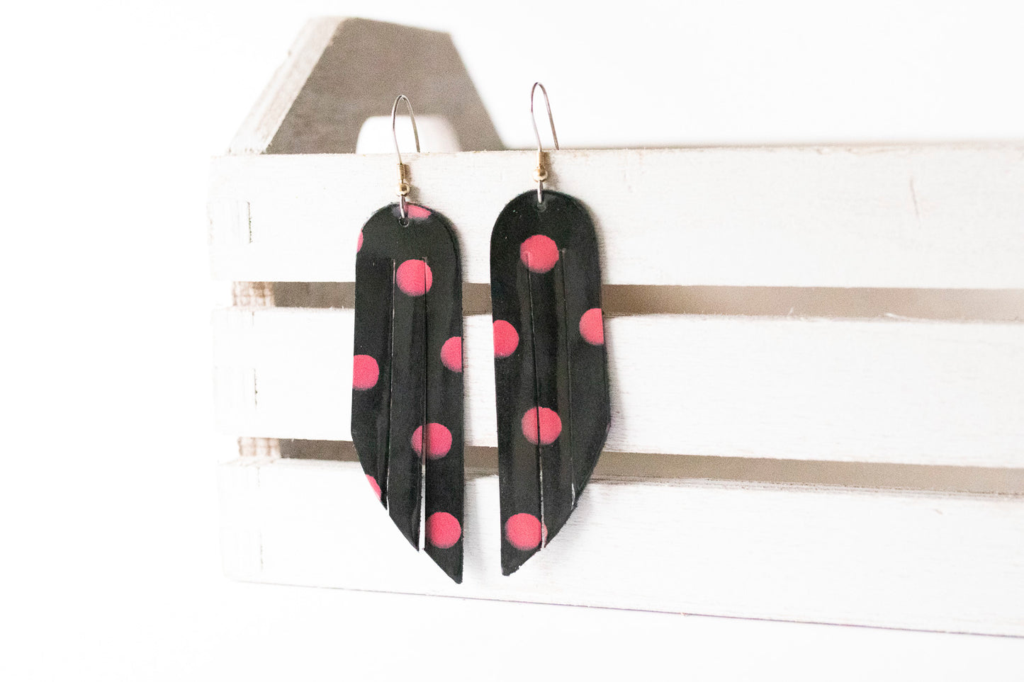 Leather Earrings / Fringe / Berry Gloss