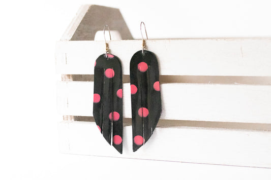 Leather Earrings / Fringe / Berry Gloss