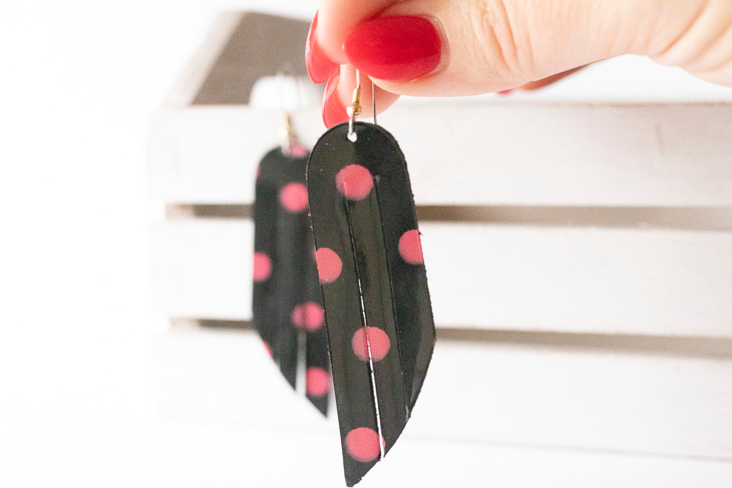 Leather Earrings / Fringe / Berry Gloss