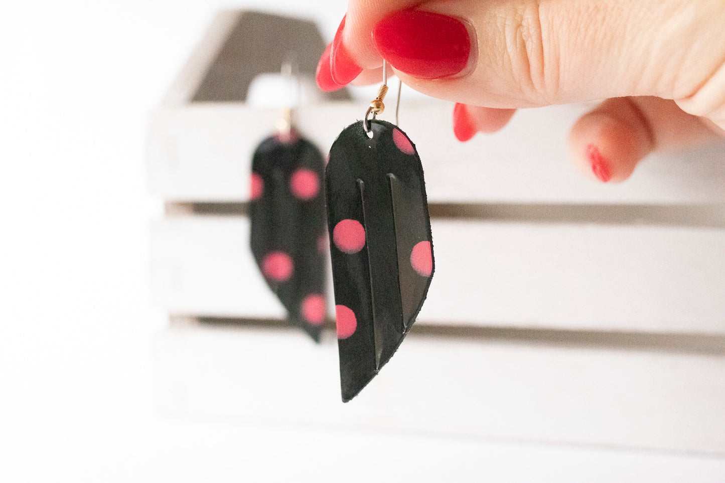 Leather Earrings / Mini Fringe / Berry Gloss