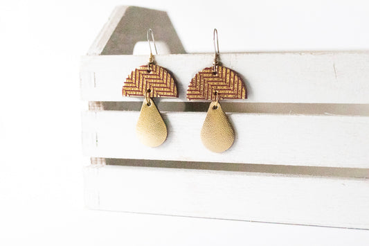 Leather Earrings / Mushrooms / Gilded Glitz