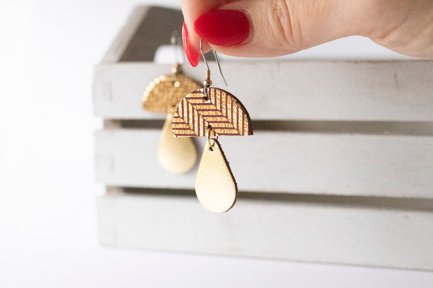 Leather Earrings / Mushrooms / Gilded Glitz