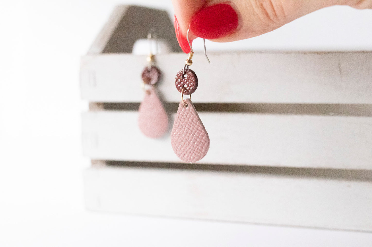 Leather Earrings / Droplets / Cherry Drops