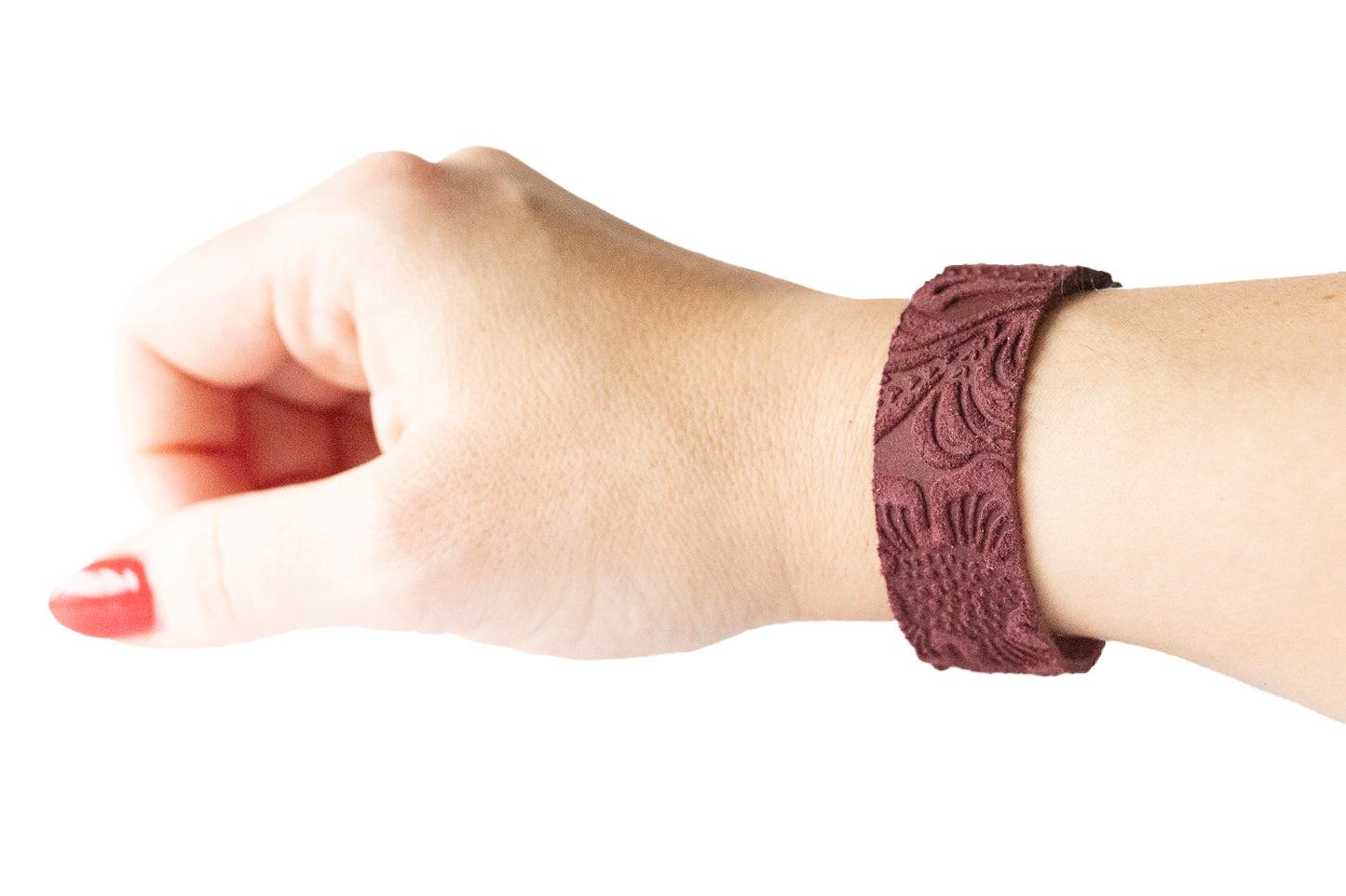 Leather Bracelet / Slim Cuff / Berry Suede