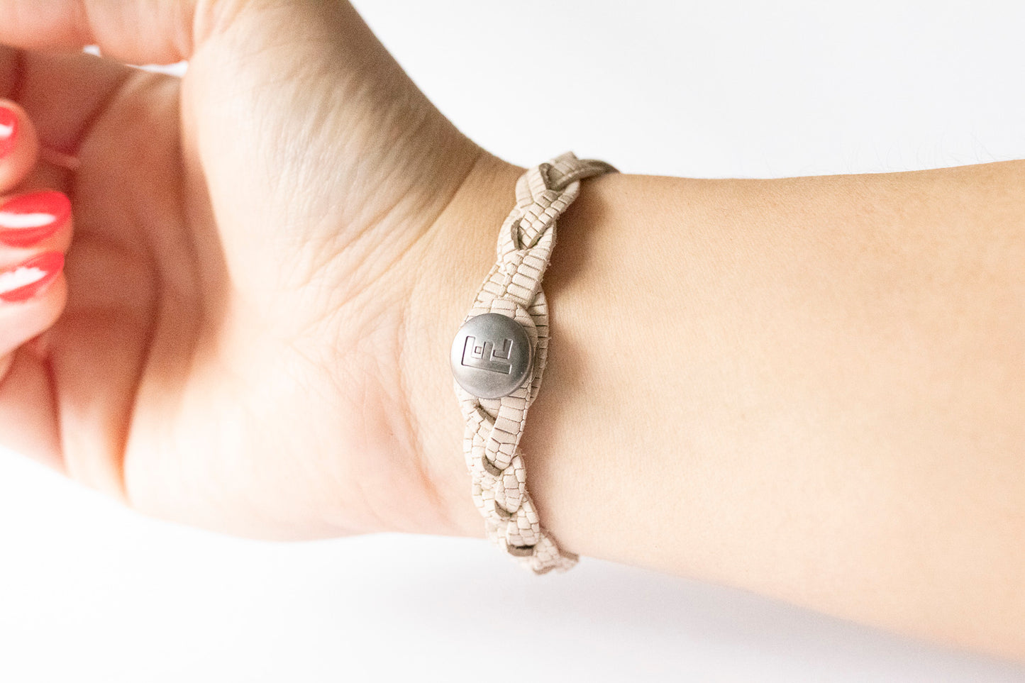 Braided Leather Bracelet / Cream Mosaic