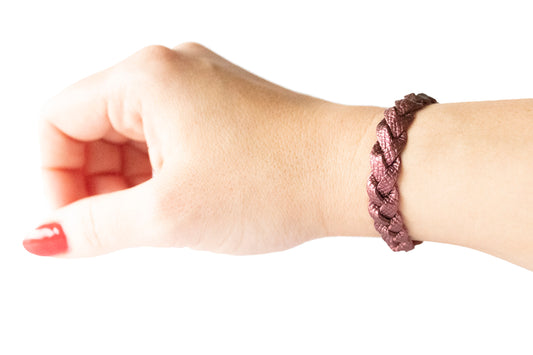 Braided Leather Bracelet / Rose Quartz