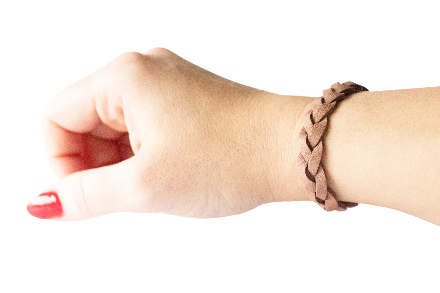 Braided Leather Bracelet / Rose Latte