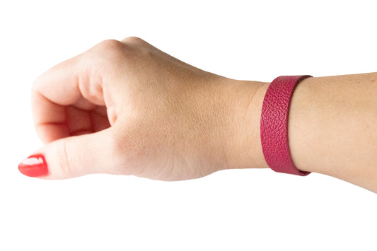 Leather Bracelet / Skinny Slim Cuff / Raspberry