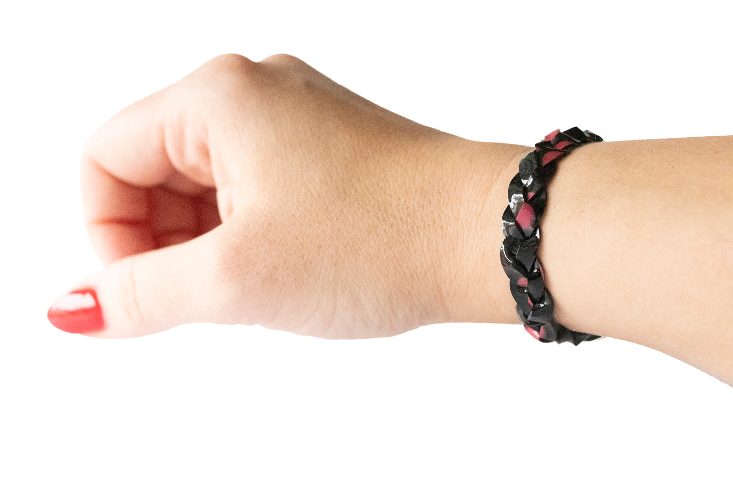 Braided Leather Bracelet / Berry Gloss