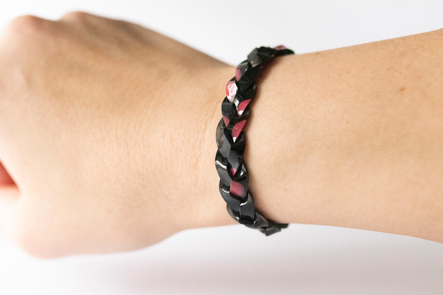 Braided Leather Bracelet / Berry Gloss