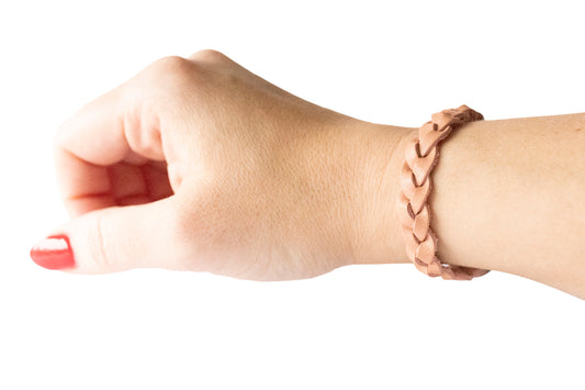 Braided Leather Bracelet / Canyon Peach