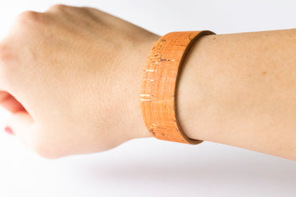 Leather Bracelet / Slim Cuff / Orange Papaya Cork