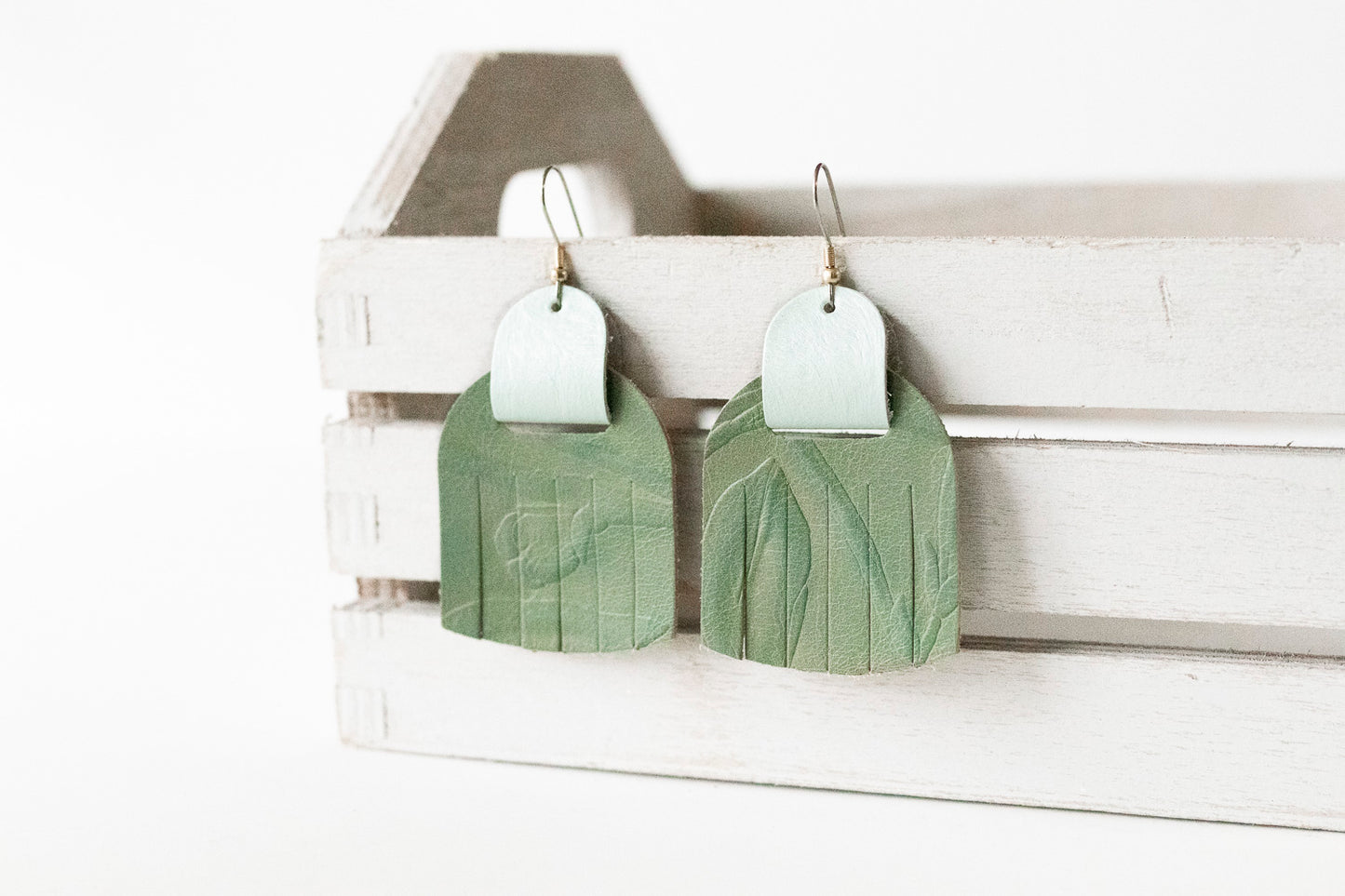 Leather Earrings / Fringies / Jade Floral & Silk