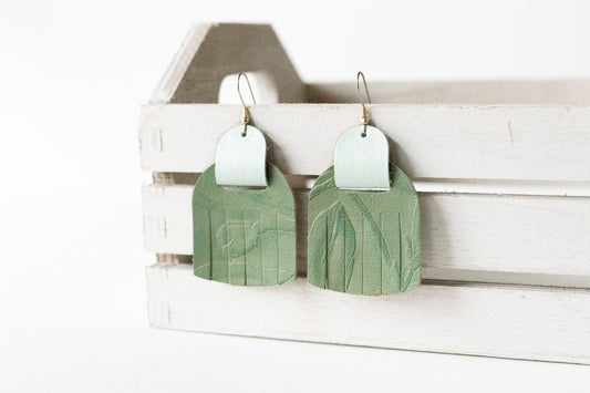 Leather Earrings / Fringies / Jade Floral & Silk
