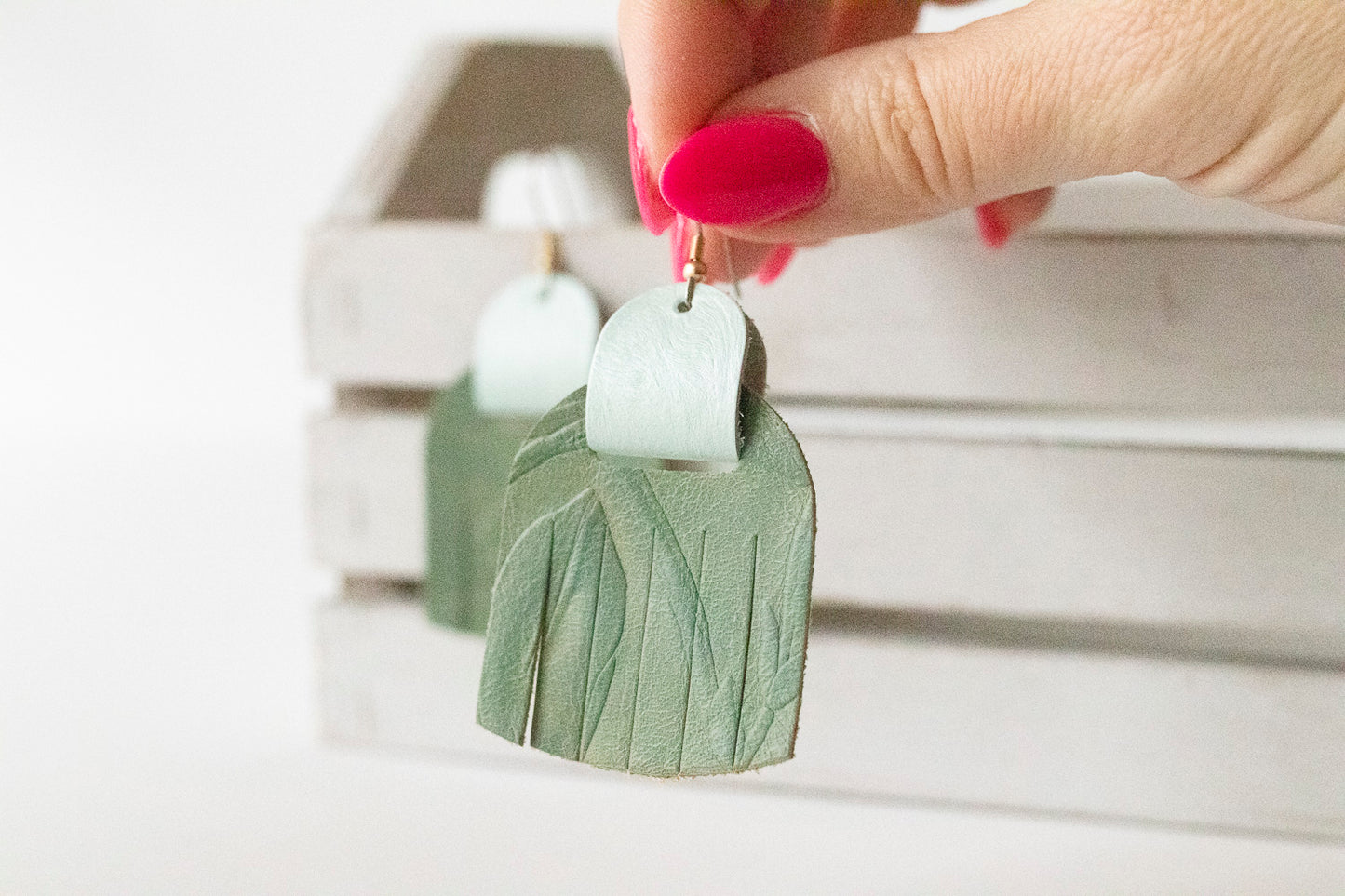 Leather Earrings / Fringies / Jade Floral & Silk