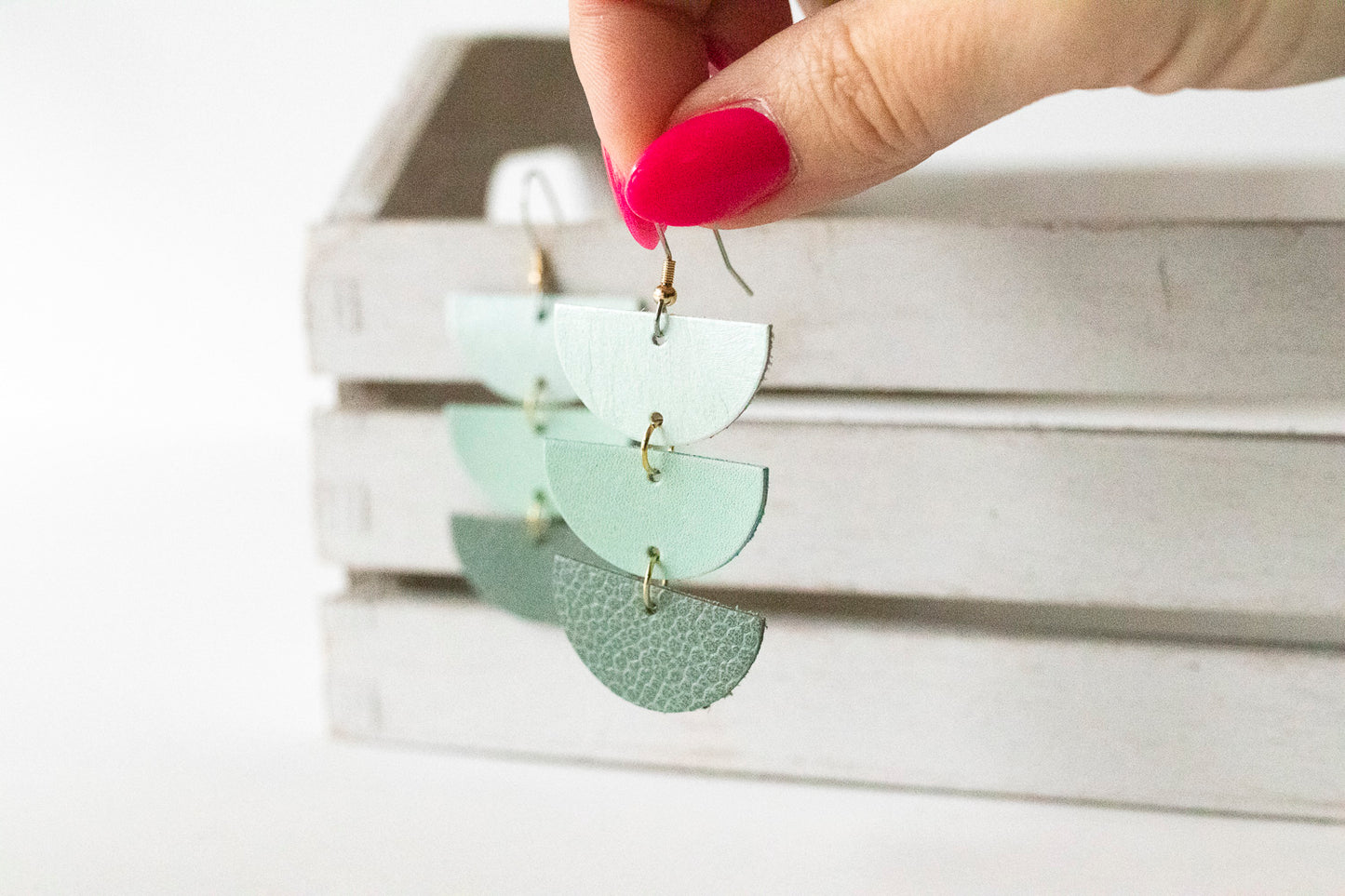 Leather Earrings / Tri Luna / Dew Drops